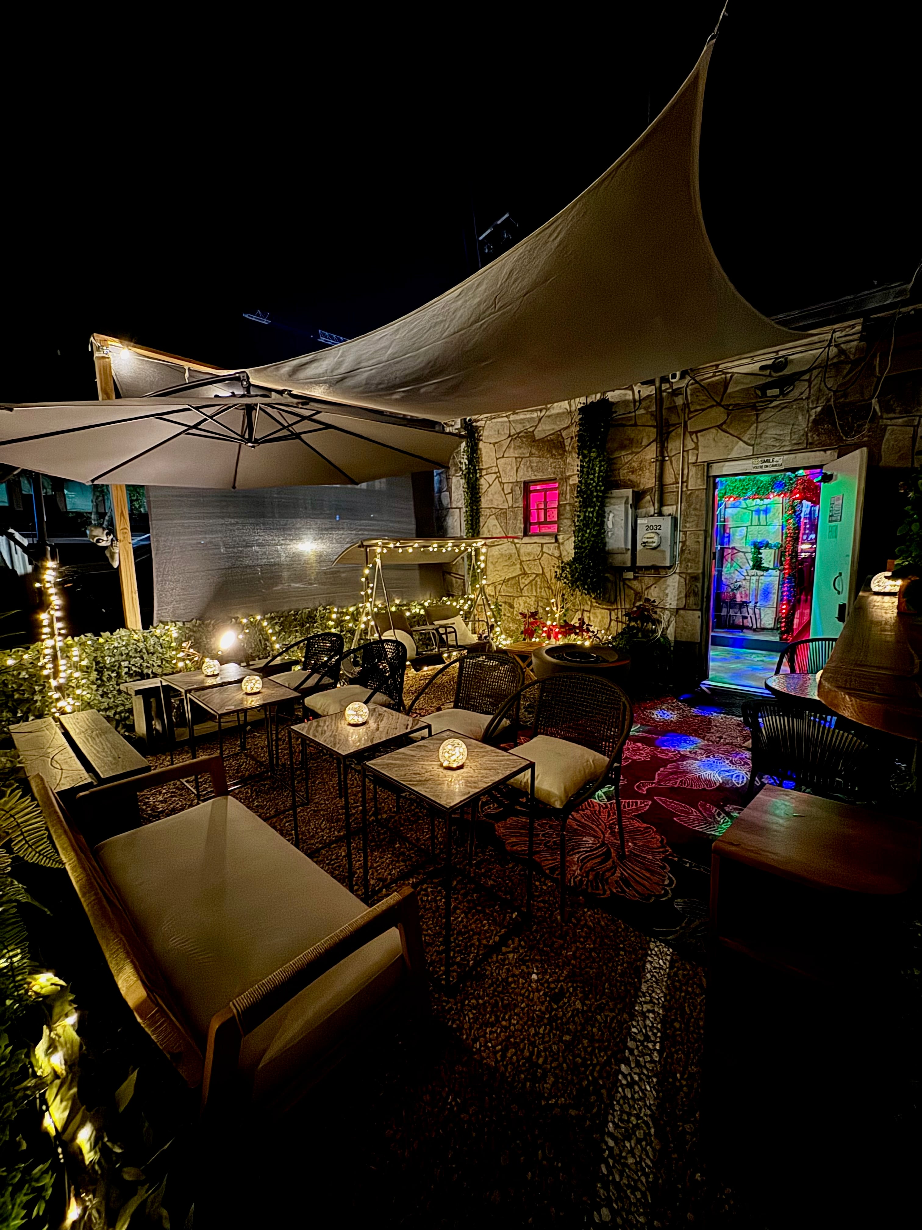 Evening ambiance on the Ex Files patio